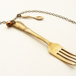 End Hunger Cause Necklace Realistic fork miniature spoon charm necklace image 4