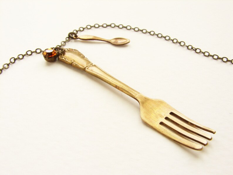 End Hunger Cause Necklace Realistic fork miniature spoon charm necklace image 4