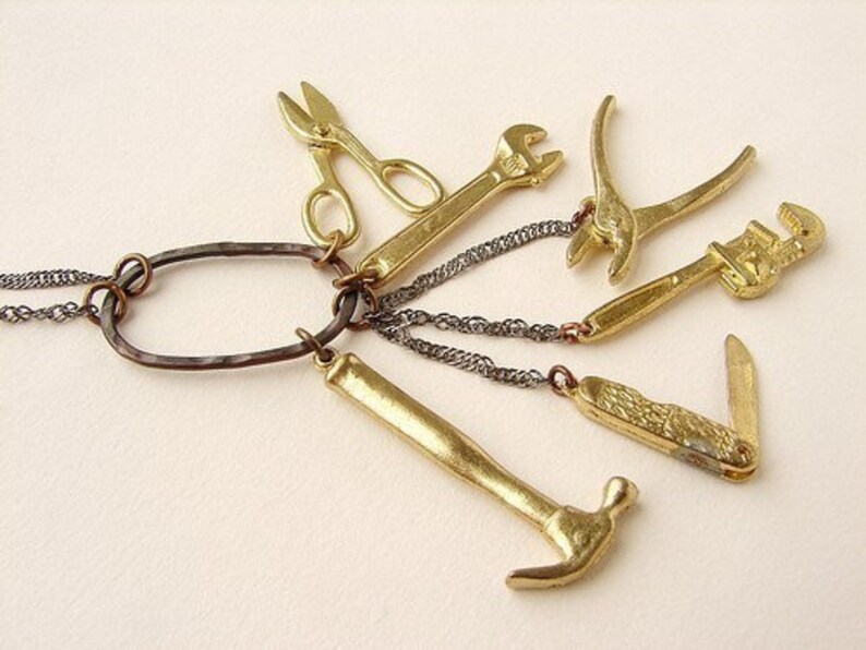 Miniature Tools Necklace Statement Necklace Tiny Wrench Etsy