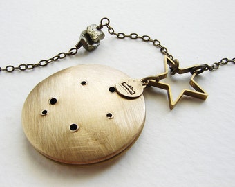 Libra constellation Necklace - Libra locket September October birthday zodiac constellation necklace