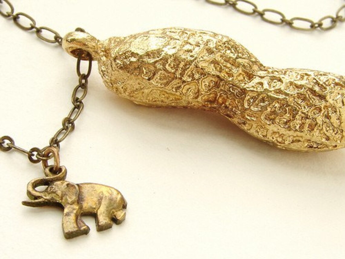 Circus Peanut Necklace Brass Jewelry Life Size Peanut Etsy