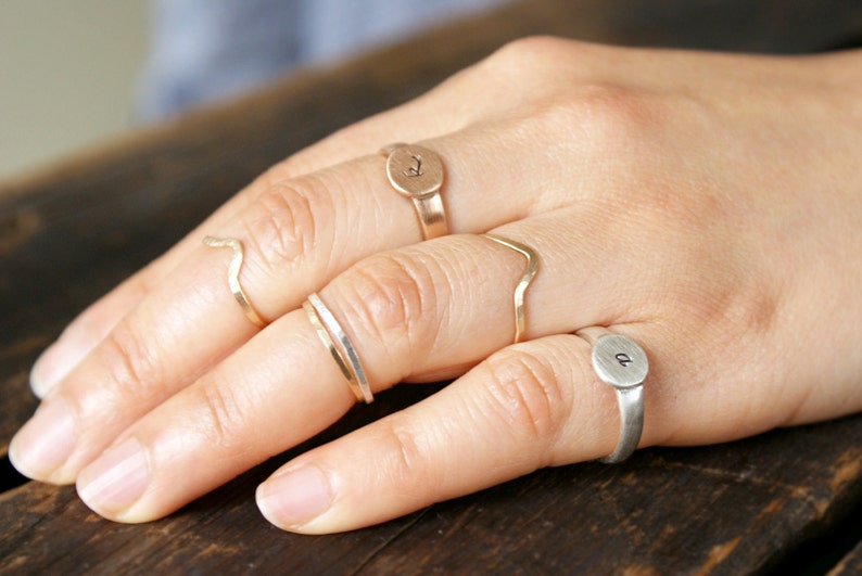 knuckle ring simple gold band sterling silver knuckle ring hammered spike ring Stacking ring