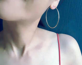 Oversized Thin Hoops, Large Gold Hoop Earrings, simple modern hoops, minimal hoop earrings