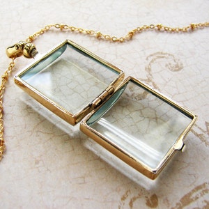 Beveled Square Glass locket pendant, personalized jewelry, Personalized gift square glass locket, custom map locket, gift for her image 5