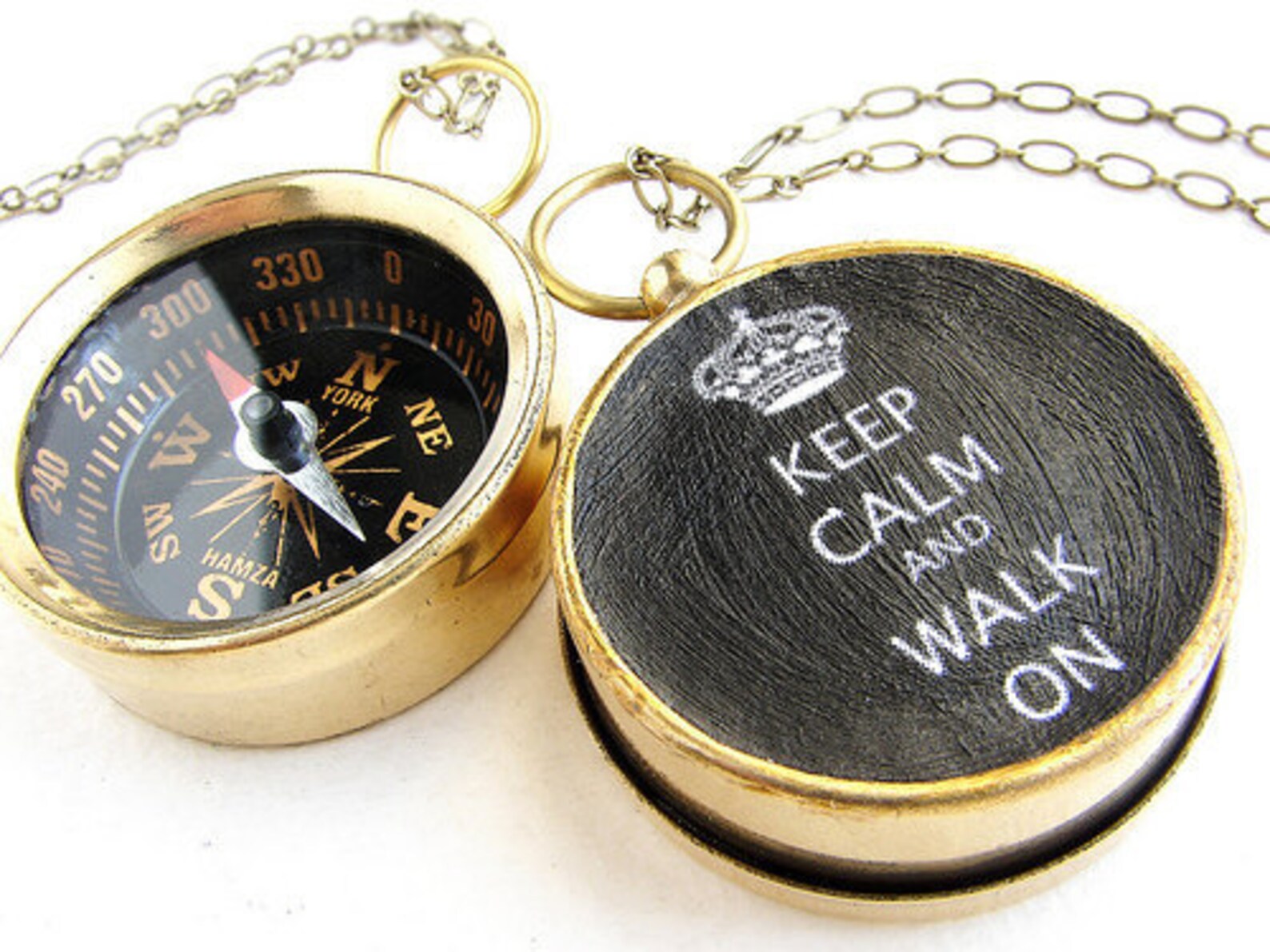 Personalized Compass Keychain Keep Calm Walk On Compass Keep Etsy