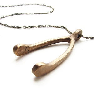 Wishbone Necklace, medium wishbone pendant, men necklace, real wishbone necklace, wishbone pendant gift for men image 1