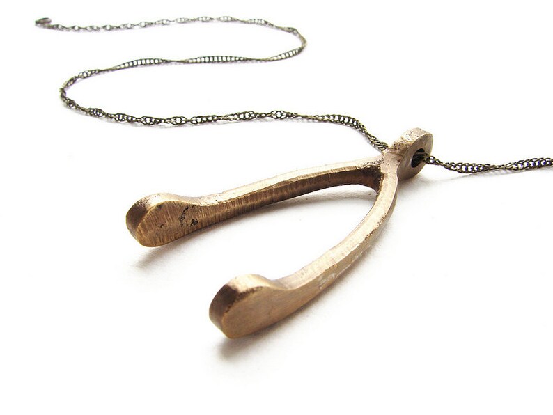 Wishbone Necklace, medium wishbone pendant, men necklace, real wishbone necklace, wishbone pendant gift for men image 1