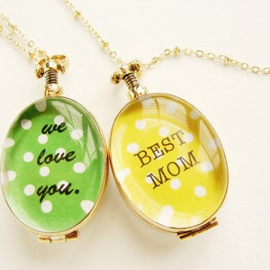 Mother's day necklace, glass locket We love you for mom, personalized jewelry, Mothers day gift, glass locket image 1