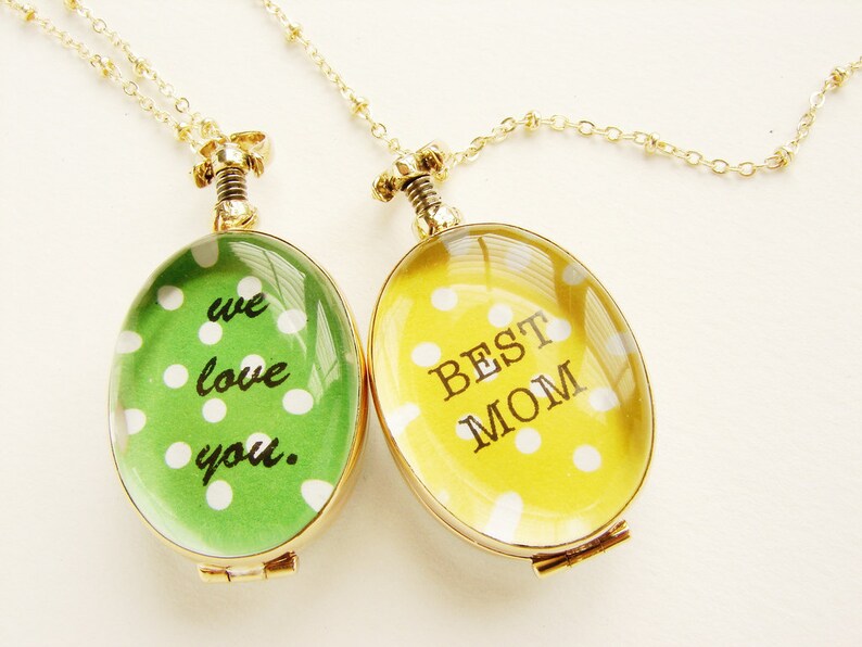 Mother's day necklace, glass locket We love you for mom, personalized jewelry, Mothers day gift, glass locket image 1