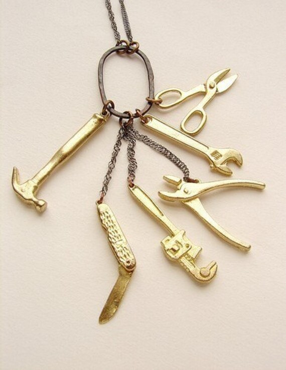 Miniature Tools Necklace Statement Necklace Tiny Wrench Etsy