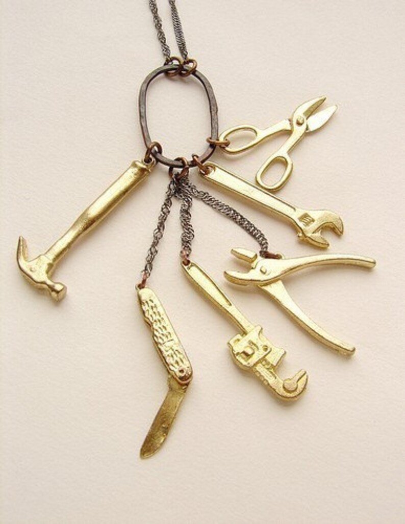 Miniature Tools Necklace Statement Necklace Tiny Wrench Etsy
