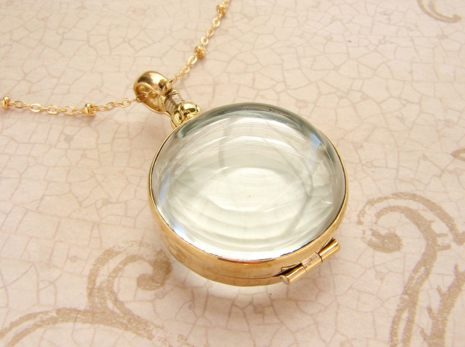 For Hair Ladies Glass Locket Necklace With Free Engraving On Heart