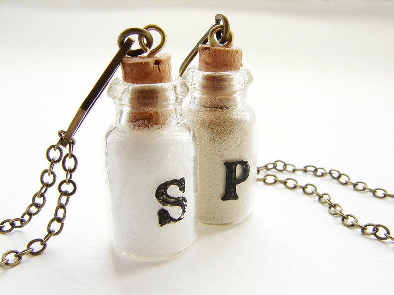 Salt Necklace Salt and Pepper Personalized Jewelry Best Etsy