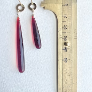 Frieren Earrings, Frieren Red long drop earrings, Red Garnet Stone teardrop earrings, Frieren Statement Earrings, Frieren cosplay earrings image 7