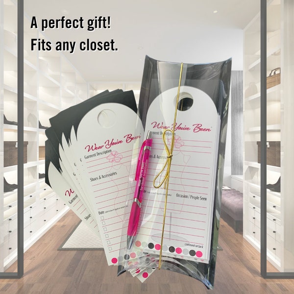 Closet Organization Gift Wrapped! Gift Pack of 12 Wear You've Been® Hanger Tags + Pen