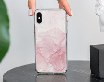 Pink Granite Marble Natural Stone Clear Case for Samsung | Trendy Pink Samsung Galaxy Case