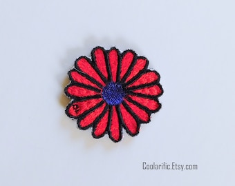 Red Flower Sticker Patch | Embroidery Red Flower Applique | DIY Decorative Accessories | Flower Craft Supply | Gift under 10