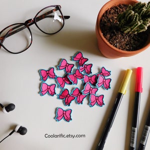 Bow Sticker Patch Mini Little Pink Bow Patch Cute Accessories for Laptop Cellphone case Tumbler Makeup bag Journal Cover Shoes Decoration