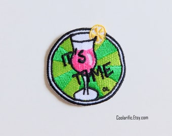 It's Time Sticker Patch | Funny Quote Embroidery Patch | Embroidery Applique | DIY Decorative Accessories | Drink Cocktail Patch