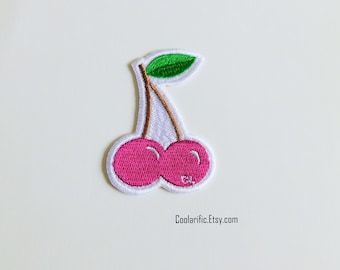 Cherries Sticker Patch: Trendy Pink Embroidery Applique