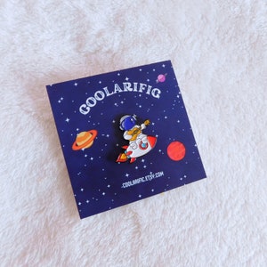 Astronaut on Rocketship Enamel Pin | Funny Soft Enamel Pin for Gift | Spacemen Rocket Planet Accessories Jewelry for Tote bag Jacket Hat
