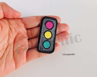 Traffic Light Sticker Patch | Red Yellow Green Light Embroidery patch | Stick-on Patch | Cute no sew Patch