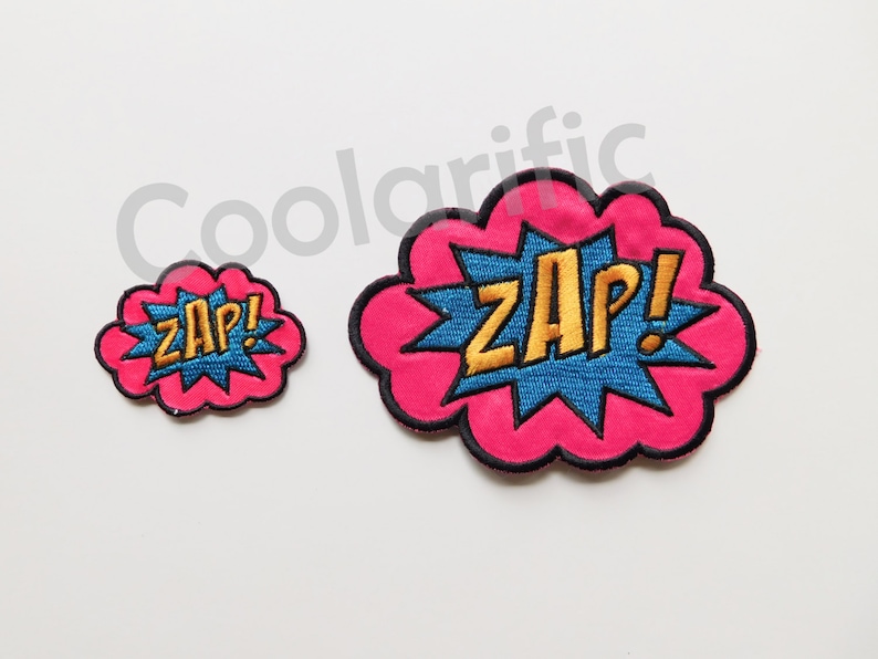 ZAP Action word Sticker Patch Word bubble Comic book Pop art caption embroidery Patch Comic book Sound effects Onomatopoeia image 1