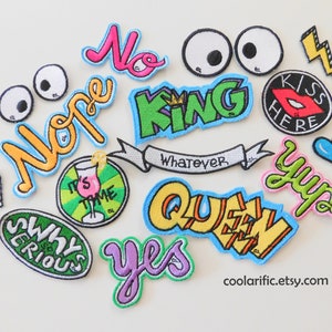 WTF Sticker Patch Cartoon Comic Embroidery Patch Gift idea for friend Speech Bubble Word Balloon image 5