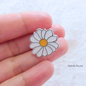 White Daisy Flower Enamel Pin Cute Accessories for Bag Hat Jacket Funny Gift Idea under 10