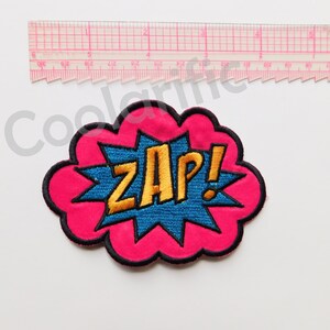 ZAP Action word Sticker Patch Word bubble Comic book Pop art caption embroidery Patch Comic book Sound effects Onomatopoeia image 2