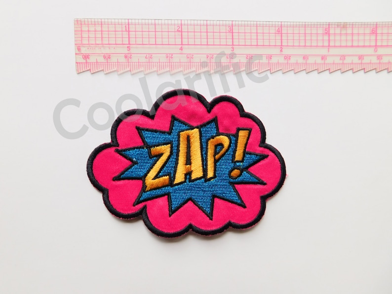 ZAP Action word Sticker Patch Word bubble Comic book Pop art caption embroidery Patch Comic book Sound effects Onomatopoeia image 2