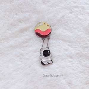 Astronaut Swinging Enamel Pin Planet Outer space