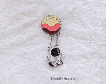 Astronaut Swinging Enamel Pin Planet Outer space