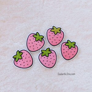 Pink Strawberry Patch Stick on no sew patch Strawberry sticker Love Accessories Decoration Laptop Water bottle Journal Jacket Denim Bag