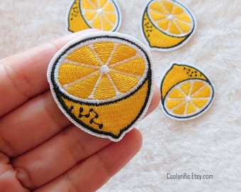 Lemon Patch Aufkleber | Stickerei Applikation Aufnäher | Gelber Früchtchen Aufnäher | DIY Kunst und Bastelbedarf | Trendige Sticker Deko Schürze