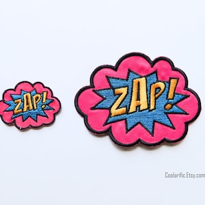 ZAP Action word Sticker Patch | Word bubble Comic book Pop art caption embroidery Patch | Comic book Sound effects Onomatopoeia