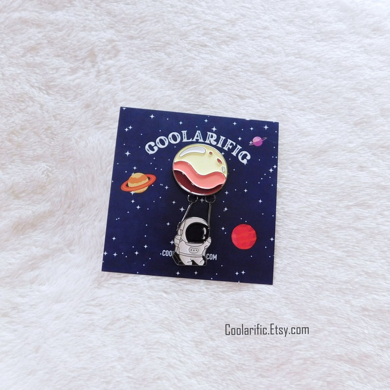 Astronaut Swinging Enamel Pin Planet Outer space image 3