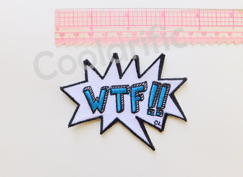 WTF Sticker Patch Cartoon Comic Embroidery Patch Gift idea for friend Speech Bubble Word Balloon image 2