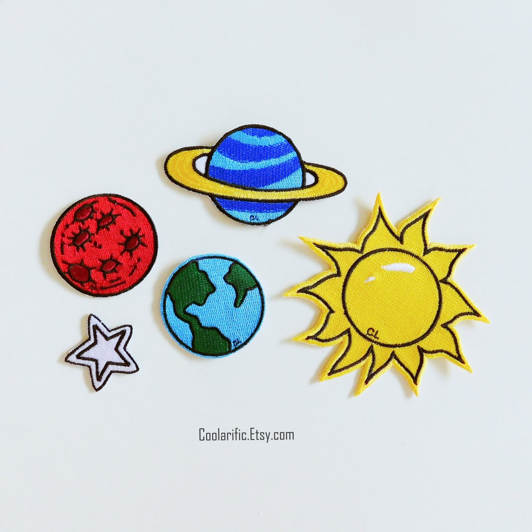 Sunsphere Sticker Solar System Sticker Patch: Sun, Earth, Mars, Saturn, Star (sold ...