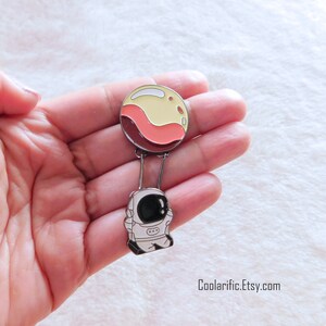 Astronaut Swinging Enamel Pin Planet Outer space image 4