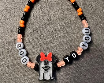Minnie Ghost Halloween-armband – Glow in the Dark, Disney Party, maat 7 inch