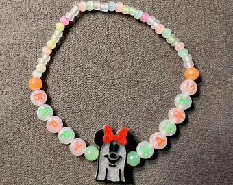 Minnie Ghost Halloween-armband – glow in the dark, maat 7 inch