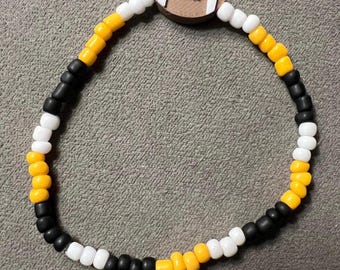 Steelers Bead Bracelet: Black & Yellow, Pittsburgh Football Kandi