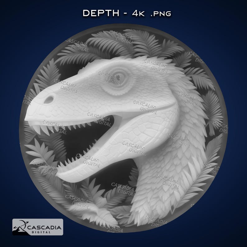 Raptor Head Round - Laser PNG, Depth Map, and SVG for Glowforge and ...