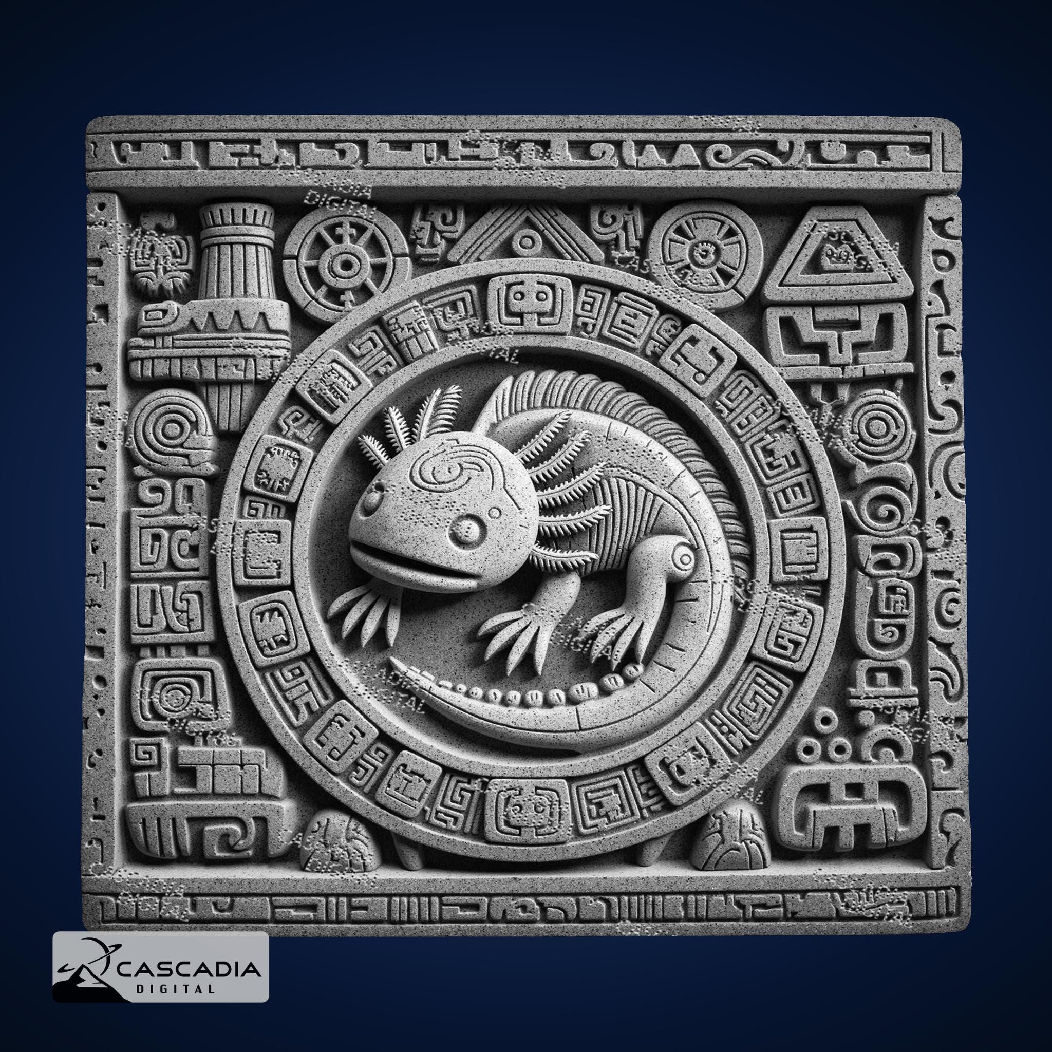 Axolotl Aztec - Laser PNG, Depth Map, and SVG for Glowforge and ...