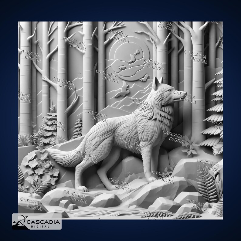 Wolves Depth Map Wolf in Forest - Laser PNG and Depth Map for Glowforge and Lightburn - Etsy