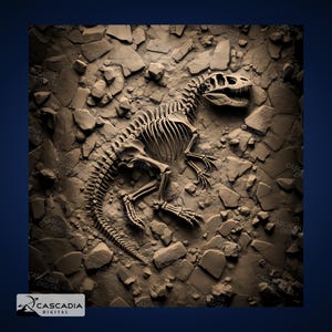 Trex Fossil Full - Laser gravieren 4K PNG Bild, Tiefe Karte, Holz Schiefer 3D Illusion - Dino Dinosaurier Tierskelett Jurassic 1329