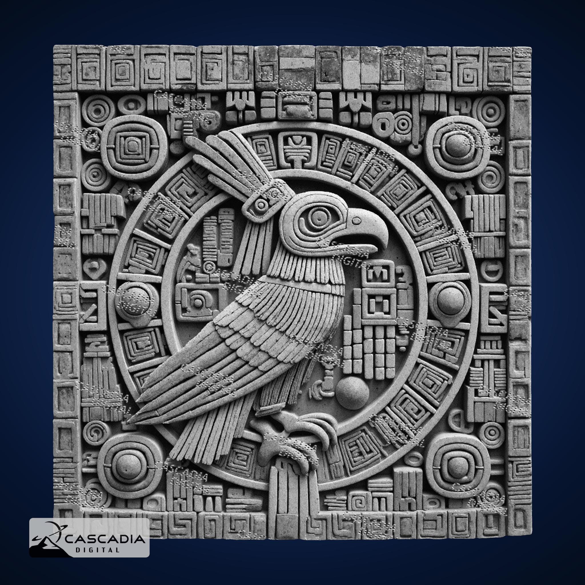 Eagle Raven Aztec - Laser Engrave 4K PNG Image, Depth Map, Exact ...