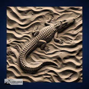 Caimán - Imagen PNG 4K grabada con láser, mapa de profundidad, ilusión 3D de pizarra de madera - Animal, vida silvestre, naturaleza, caimán, cocodrilo, croc 1349