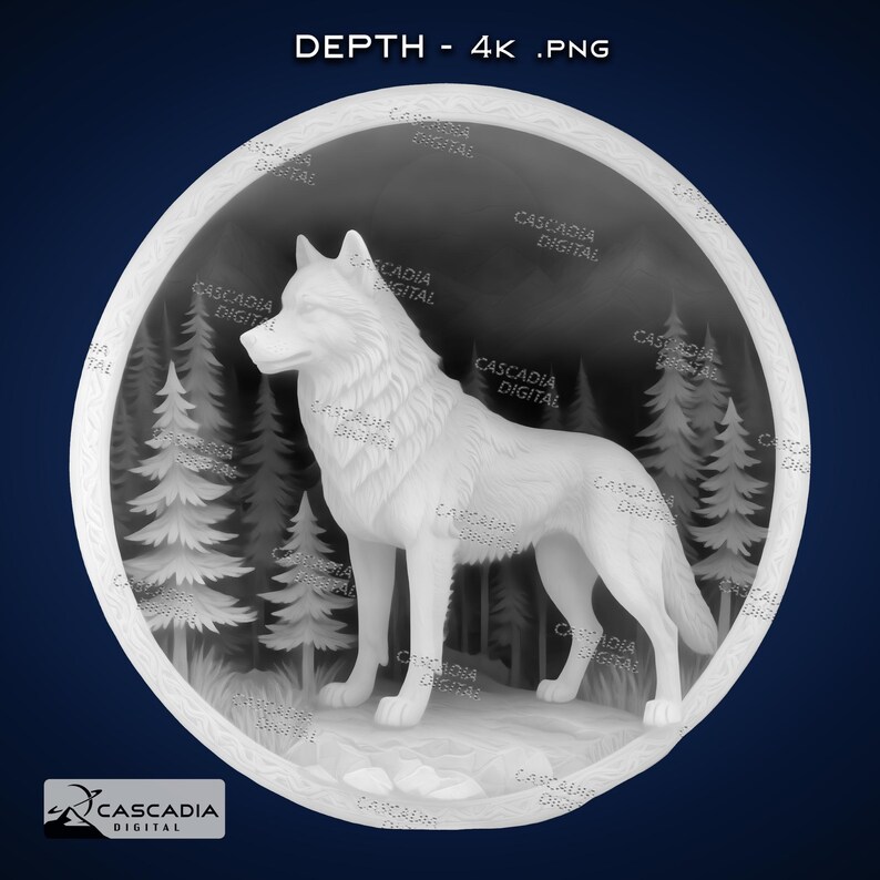 Wolves Depth Map Wolf Forest Round - Laser PNG, Depth Map, and SVG for Glowforge and ...